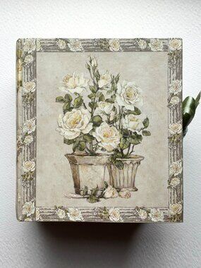 Barbara Mock White Rose Blank Note Cards Boxed Set 18 Cards Green Envelopes
